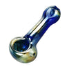 Oil Slick Lightweight Glass Spoon Pipe with swirling blue and yellow colors