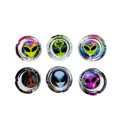 Premium Alien Glass Ashtray for 6