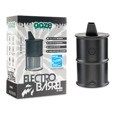Torchless dab rig with onyx atomizer and cylindrical black body for thick vaping clouds