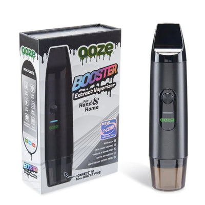 Ooze Booster 2-in-1 torchless dab rig with water pipe adapter and product packaging