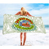 Beach vibes chill with our ’Do Not Panic Beach Towel’ featuring a colorful marijuana design