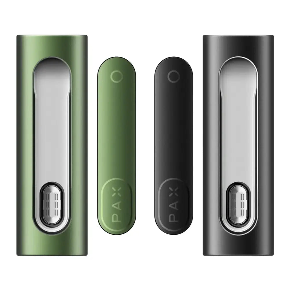 Pax Flow Advanced Dry Herb Vaporizer with Hybrid Heating and oven door in green and black