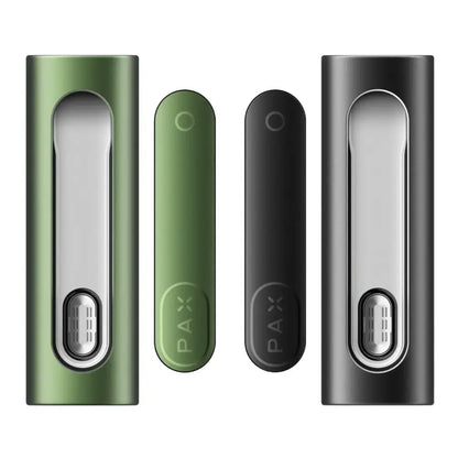 Pax Flow Advanced Dry Herb Vaporizer with Hybrid Heating and oven door in green and black