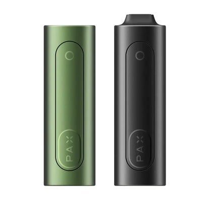 Pax Flow Advanced Dry Herb Vaporizer with hybrid heating and oven door in green and black