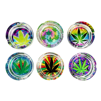 Elegant Leaf Motif Glass Ashtray