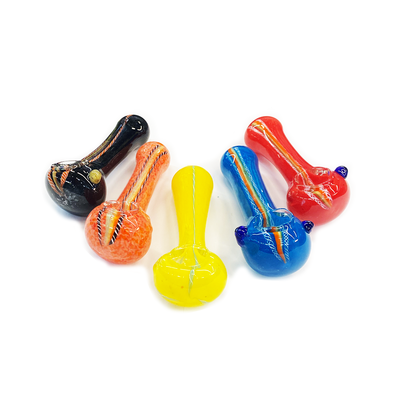 Vibrant Rasta Frit Glass Hand Pipe 4.5 Inch