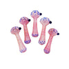 Pink Frit Hand Pipe Spoon With Blue Dot Design - mushroom-shaped glass hand pipes