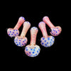 Pink Frit Hand Pipe Spoon with blue-spotted bulbs and elegant pink stems