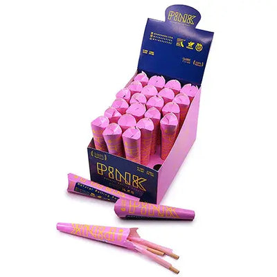 Pink pre-rolled cones Breast Cancer Org premium pink and gold rolling papers box