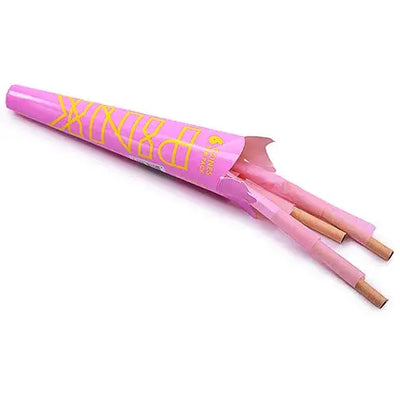 Pink pre-rolled cones Breast Cancer Org premium rolling papers with gold lettering