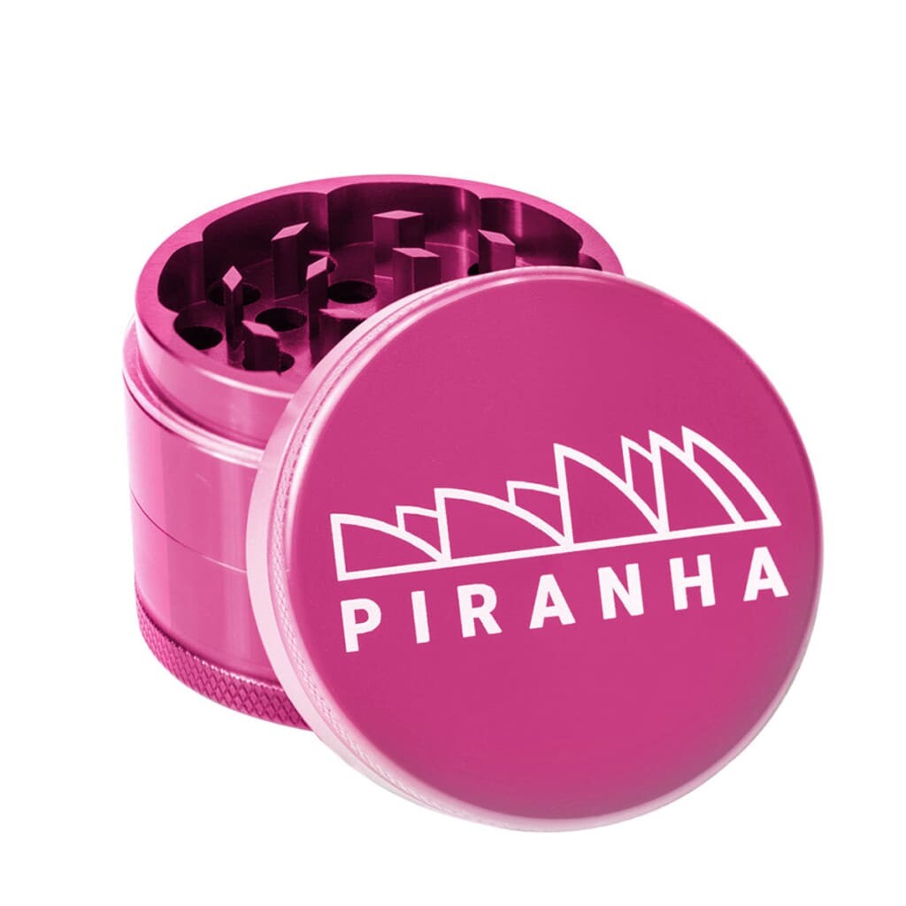 Piranha Aluminum 3-piece Grinder With Razor-sharp Teeth - Pink Metal Herb Grinder