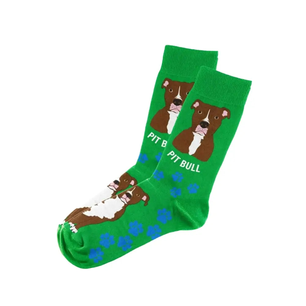 Green Pit Bull Socks for Men and Women with a fun and stylish design