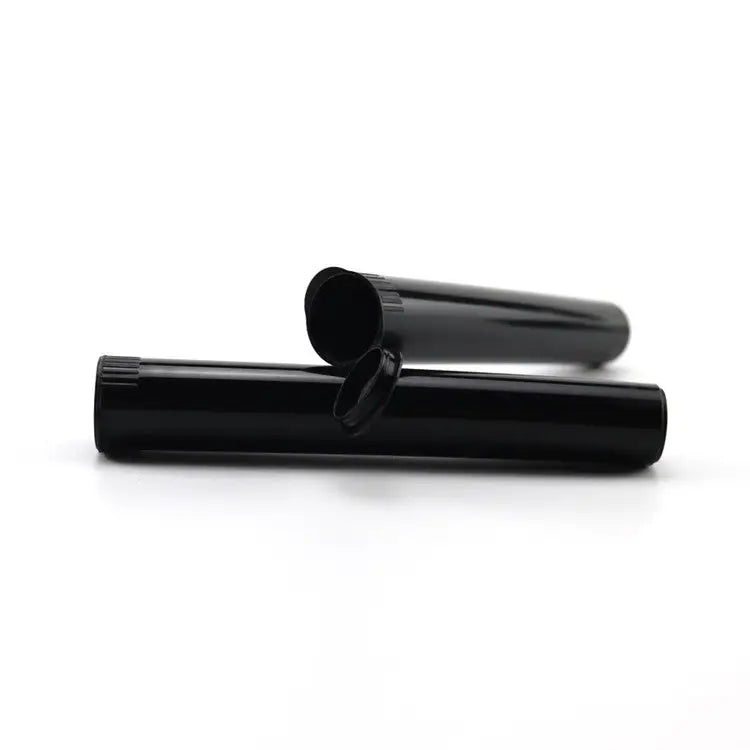 5 pack black plastic pre roll holder tubes with ribbed caps
