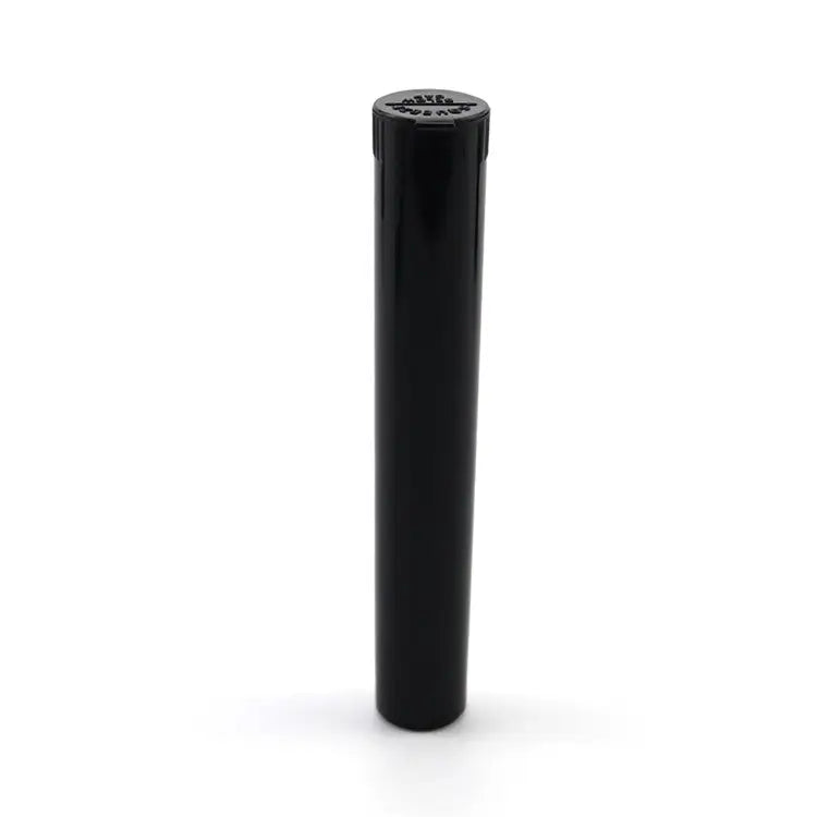 Black plastic pre roll holder tube with embossed lid, 5 pack