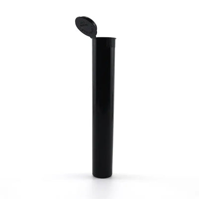 Black plastic pre roll holder tube with hinged lid, 5 pack