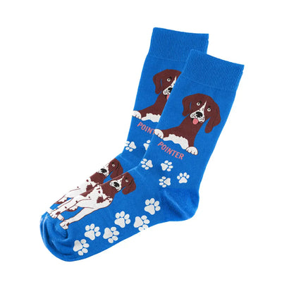 Blue dog-themed Pointer Socks Unisex Unique Design perfect for dog lovers