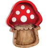 Red And White Polyresin Mushroom Ashtray With Wooden Stem - 5x6.25 Inches From Fujima