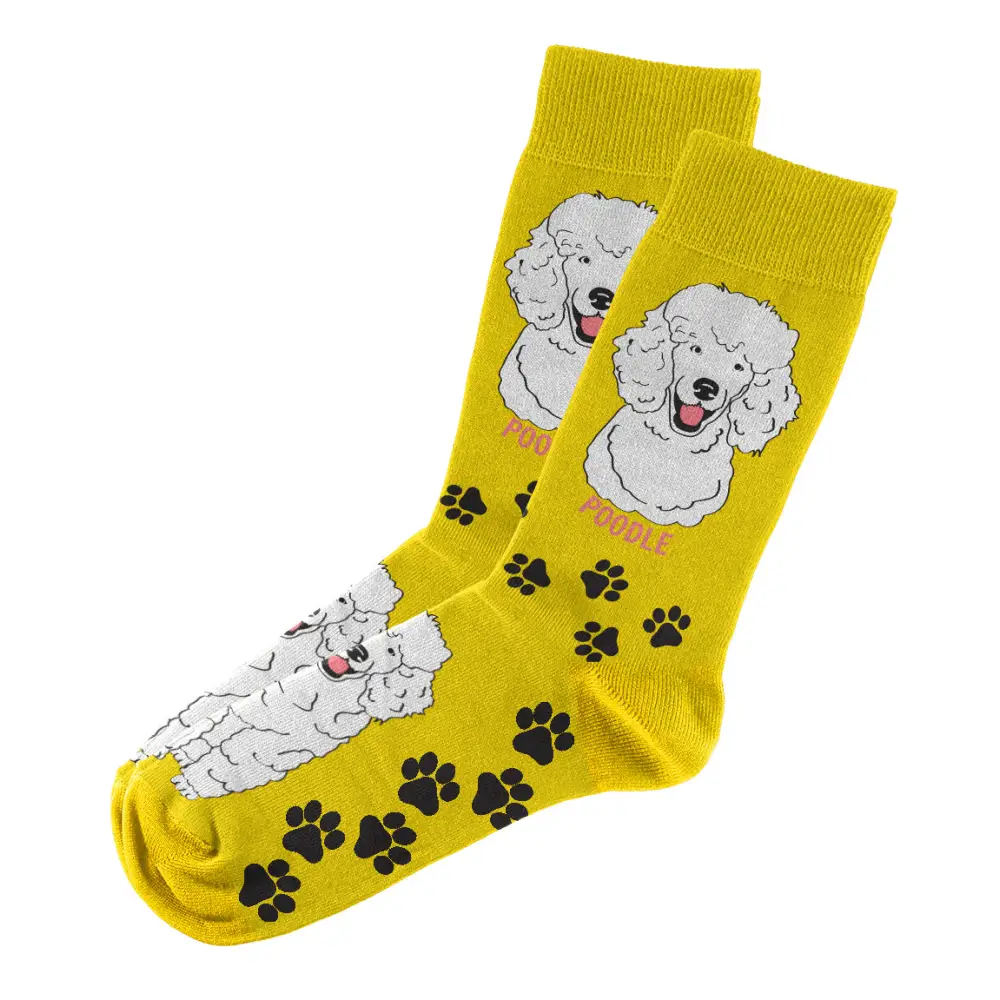 Yellow Poodle Socks Unisex with Fun Design Fits for All Sizes and Styles