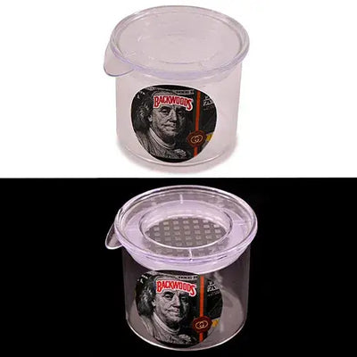 Premium air tight glass jar with Backwoods Benjamin Franklin label