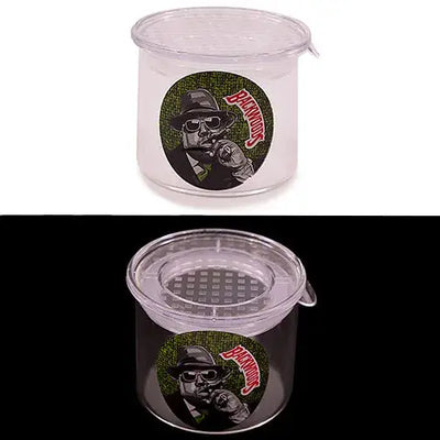 Premium air tight glass jar with Blackmans skull label