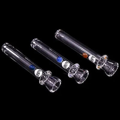Three GSS glass chillum bats with blue orange beads on stems