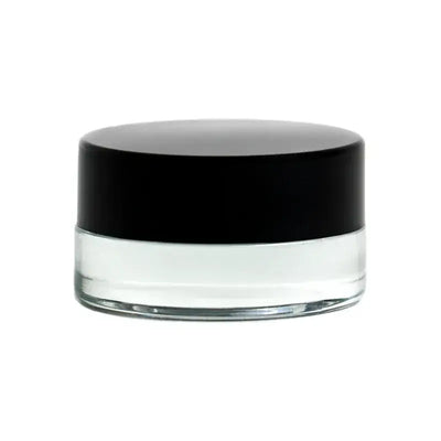 Premium glass jar smoking accessory with sleek black lid