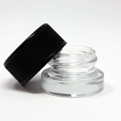 Premium glass jar smoking accessory with clear jar and black lid