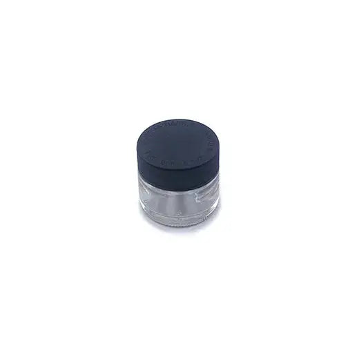 Premium glass jar smoking accessory with clear body and black lid