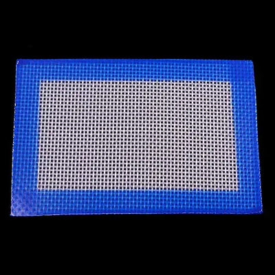 Premium blue silicone dab mat with white mesh grid rectangle
