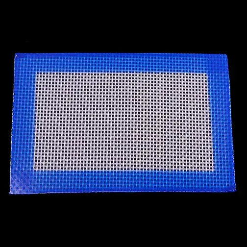 Premium blue silicone dab mat with white mesh grid rectangle