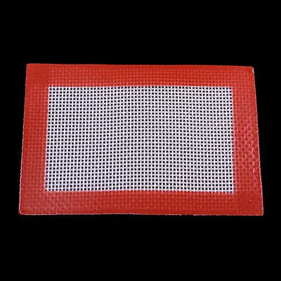 Red silicone dab mat with white grid, premium rectangle for smooth sessions