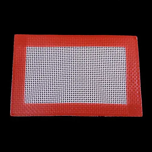 Red silicone dab mat with white grid, premium rectangle for smooth sessions