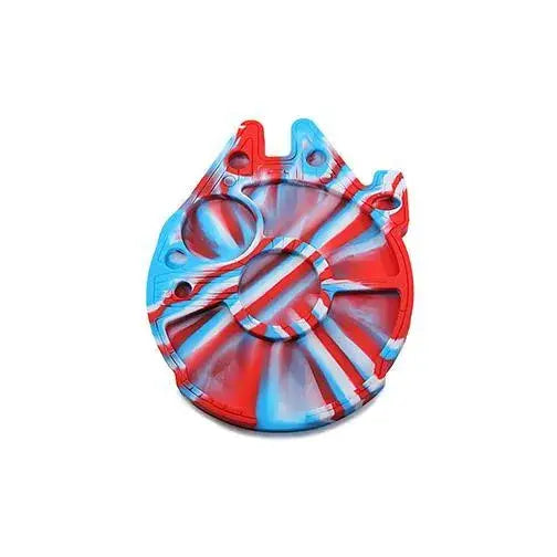 Red and blue Millennium Falcon silicone dab tray on 8x10 station