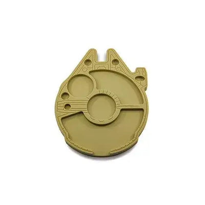 Tan Millennium Falcon silicone dab tray on 8x10 station