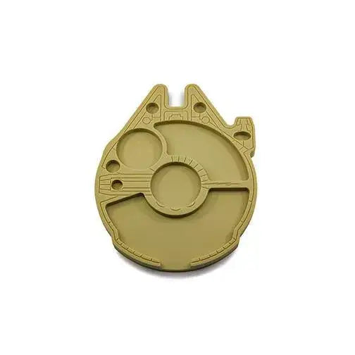 Tan Millennium Falcon silicone dab tray on 8x10 station