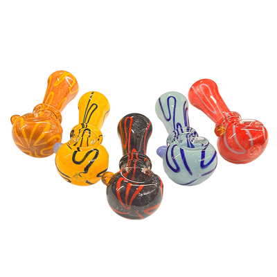 Vibrant Frit Glass Spoon Pipe with Ring