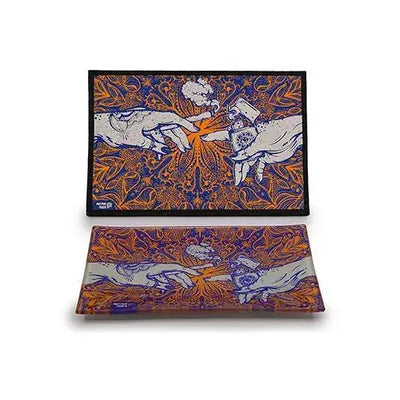 Puff puff pass matching glass tray with Creation of Adam design