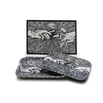 Puff puff pass moodmat tray set with black white hands line art design