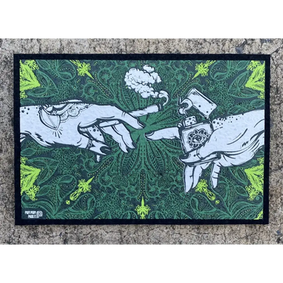 Puff puff pass UV moodmat with green paisley hands cigarette lighter