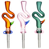 Borosilicate bendy dab straw with colorful glass and titanium tip for dabbing