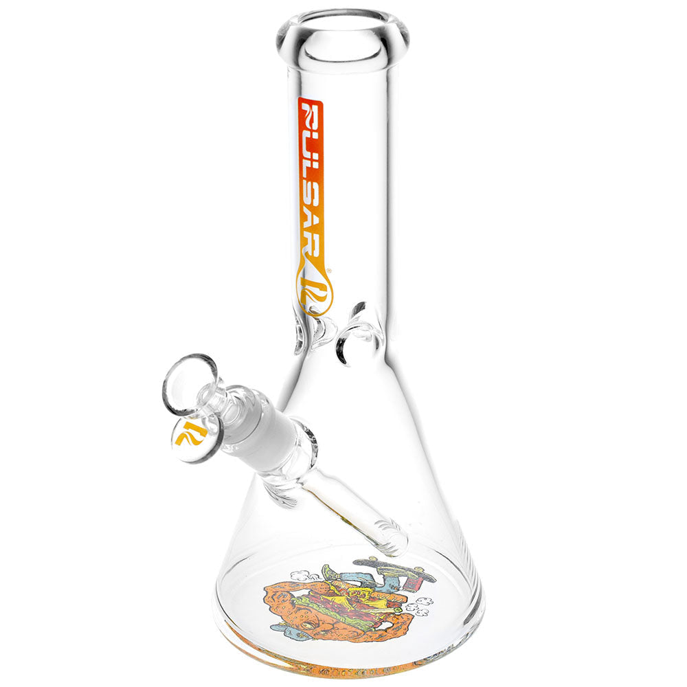 Skateburger Water Pipe: Colorful logo, slitted downstem, ice catcher, cartoon food design