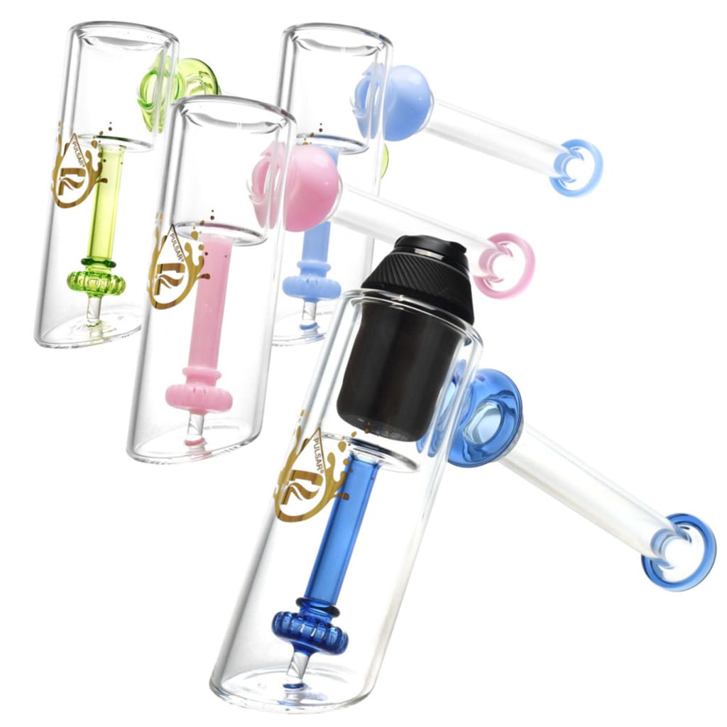Colorful glass bubblers for Puffco Proxy, featuring a Pulsar Hammer Bubbler with Disc Percolator