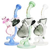 Colorful Heart Recycler Water Pipe - Borosilicate Glass Bong with Curved Necks and Rounded Bases