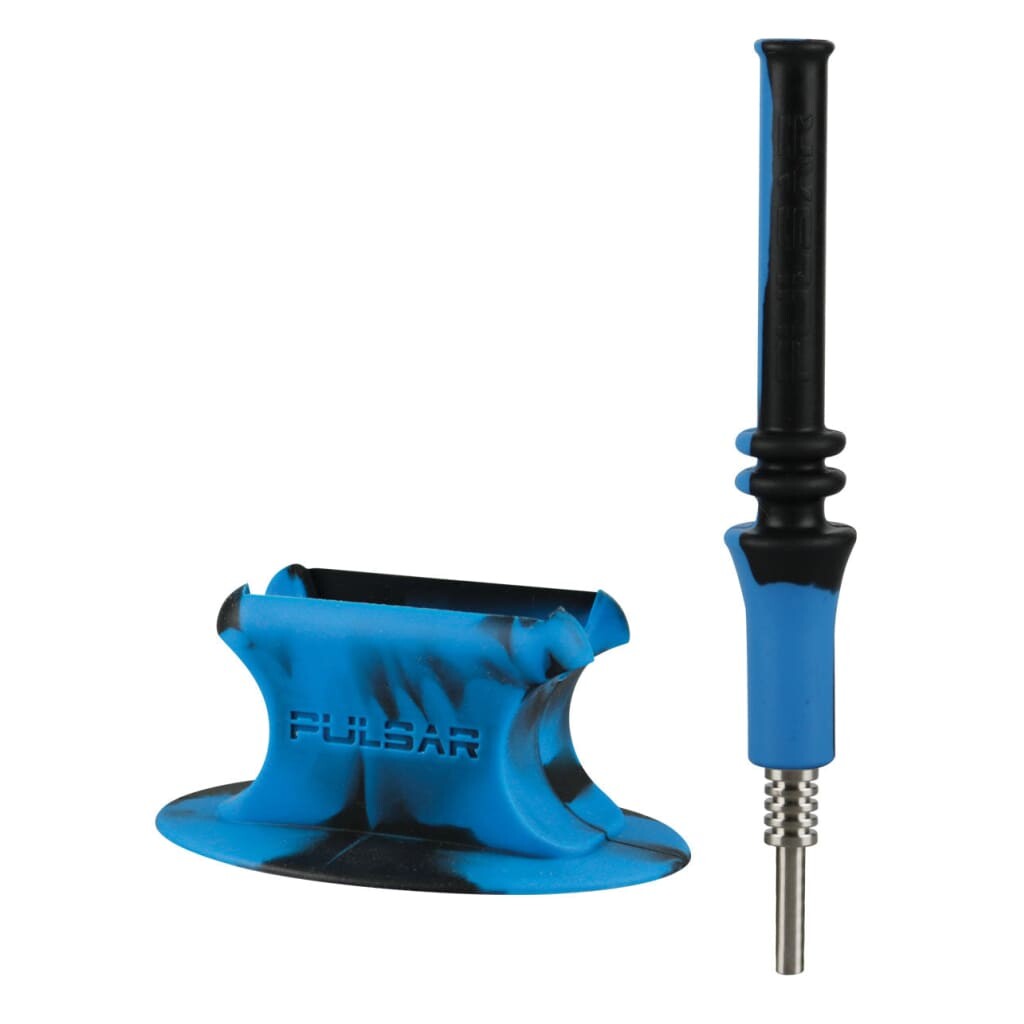 Pulsar Rip Silicone Vapor Straw With Matching Color Stand And 10mm Male Titanium Nail