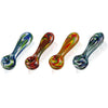 Colorful Pulsar Worked Spoon Hand Pipe With Swirled Patterns And Rounded Bowls