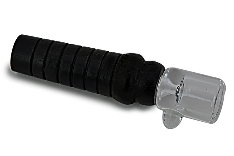 Artisan Glass Chillum Bat with Wood Accent