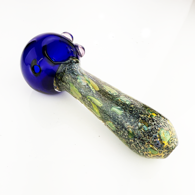Gold Fume Glass Hand Pipe with Black Frit Accent