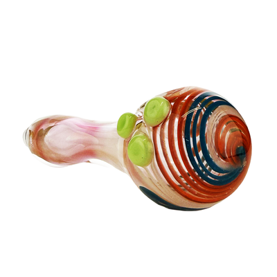 Gold Fume Spiral Design Glass Hand Pipe 4.5"