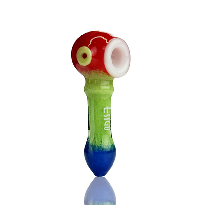 Tricolor Frit Glass Spoon Pipe, 4.5 Inch