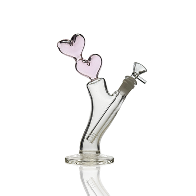 Charming Pink Double Heart 10-Inch Water Pipe